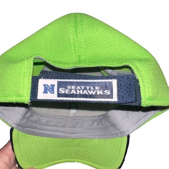 NFL New Era Seattle Seahawks Hat Baseball Cap Lime Green Blue 9Forty Football - Picture 8 of 8